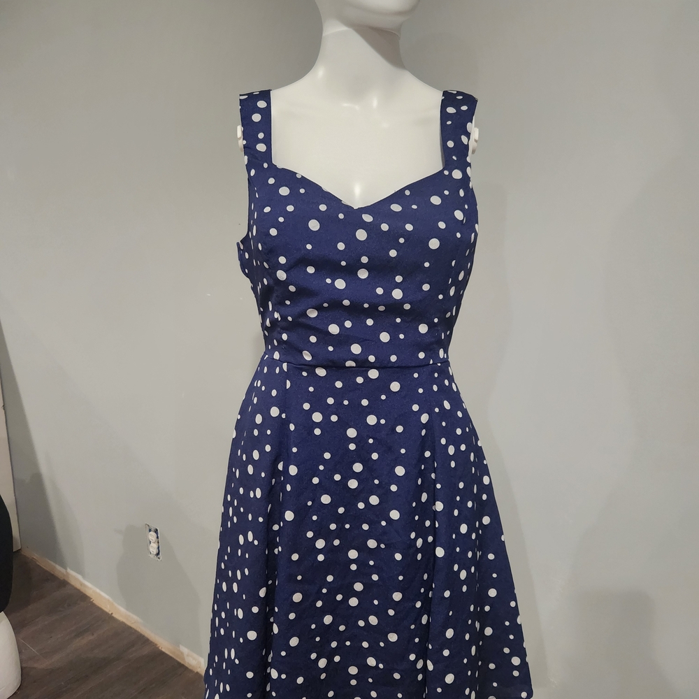 Forever 21 Navy and White Polka Dot Midi Dress